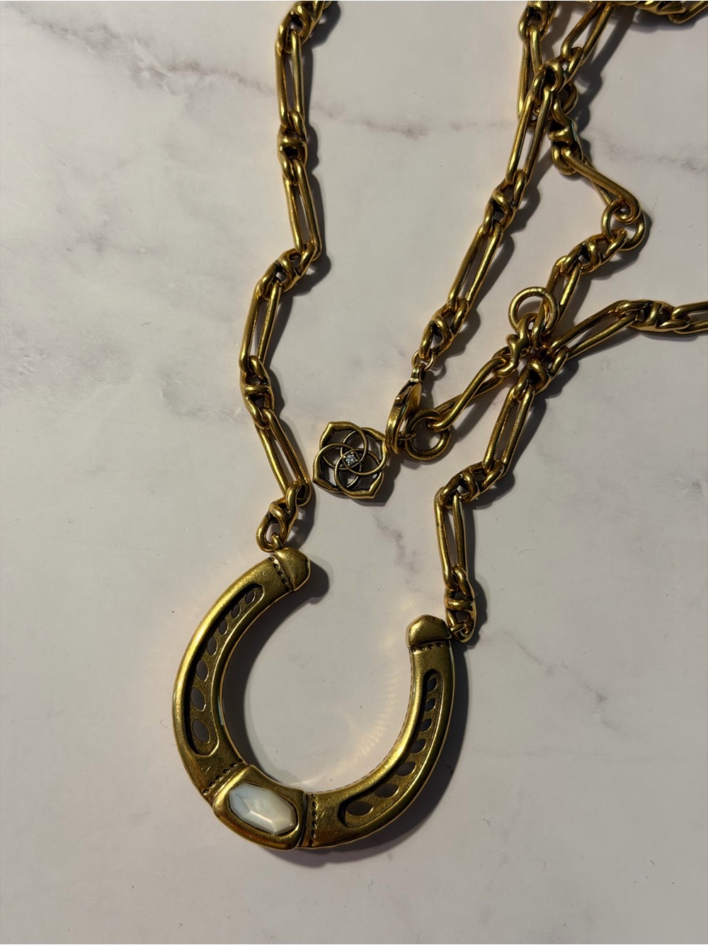 Yellow Rose by Kendra Scott - Noble Horseshoe Vintage Gold Pendant - Limited Ed